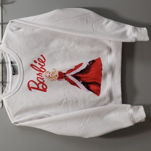 Barbie NWOT Holiday Sweatshirt with Barbie Logo and Holiday Dress - Picture 1 of 7